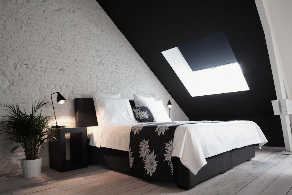 Maison Nationale City Flats & Suites Antwerpen Rom bilde A bedroom with a roof window